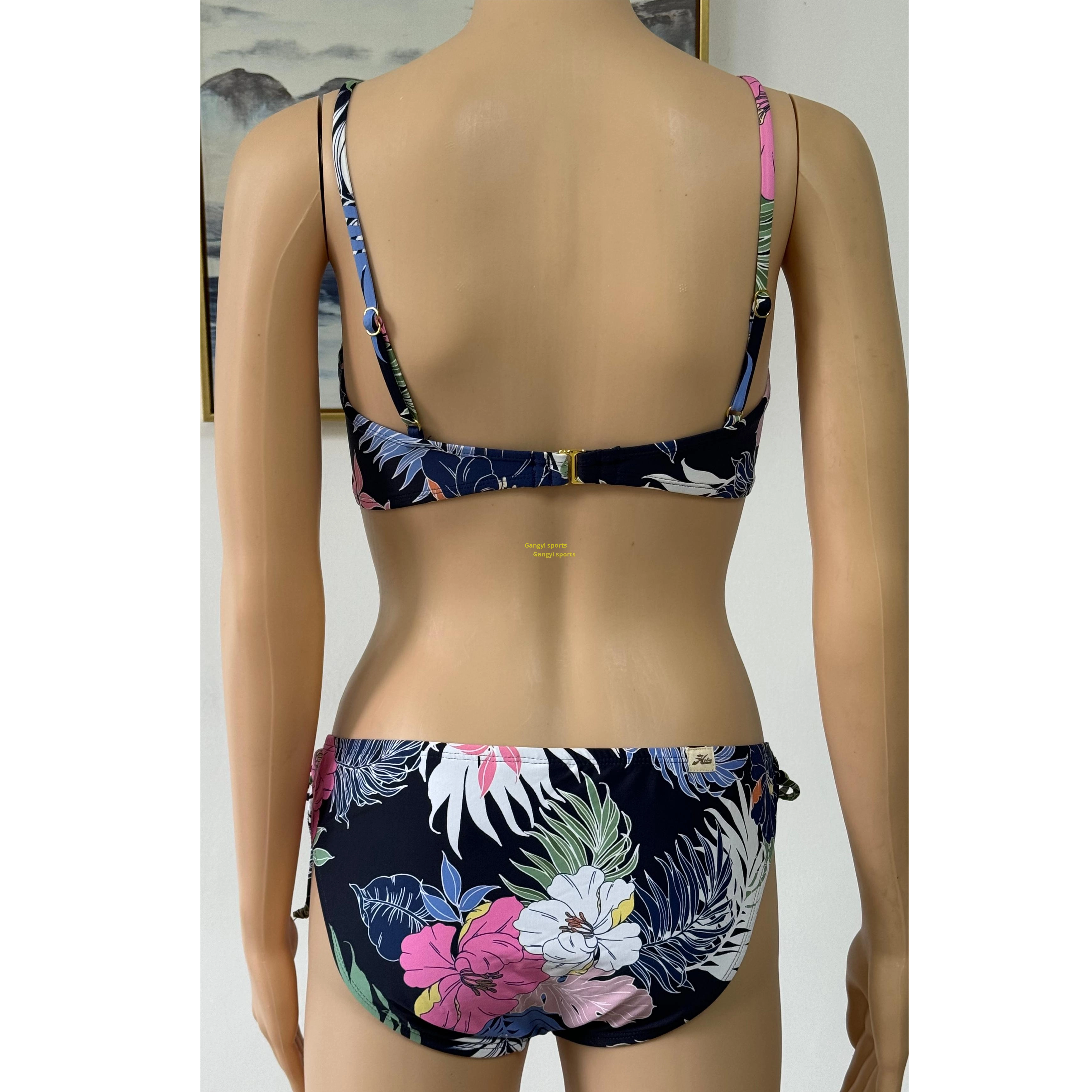 Biquíni feminino, maiô de duas peças, roupa de praia, bandeau com pedidos OEM AOP aceitos