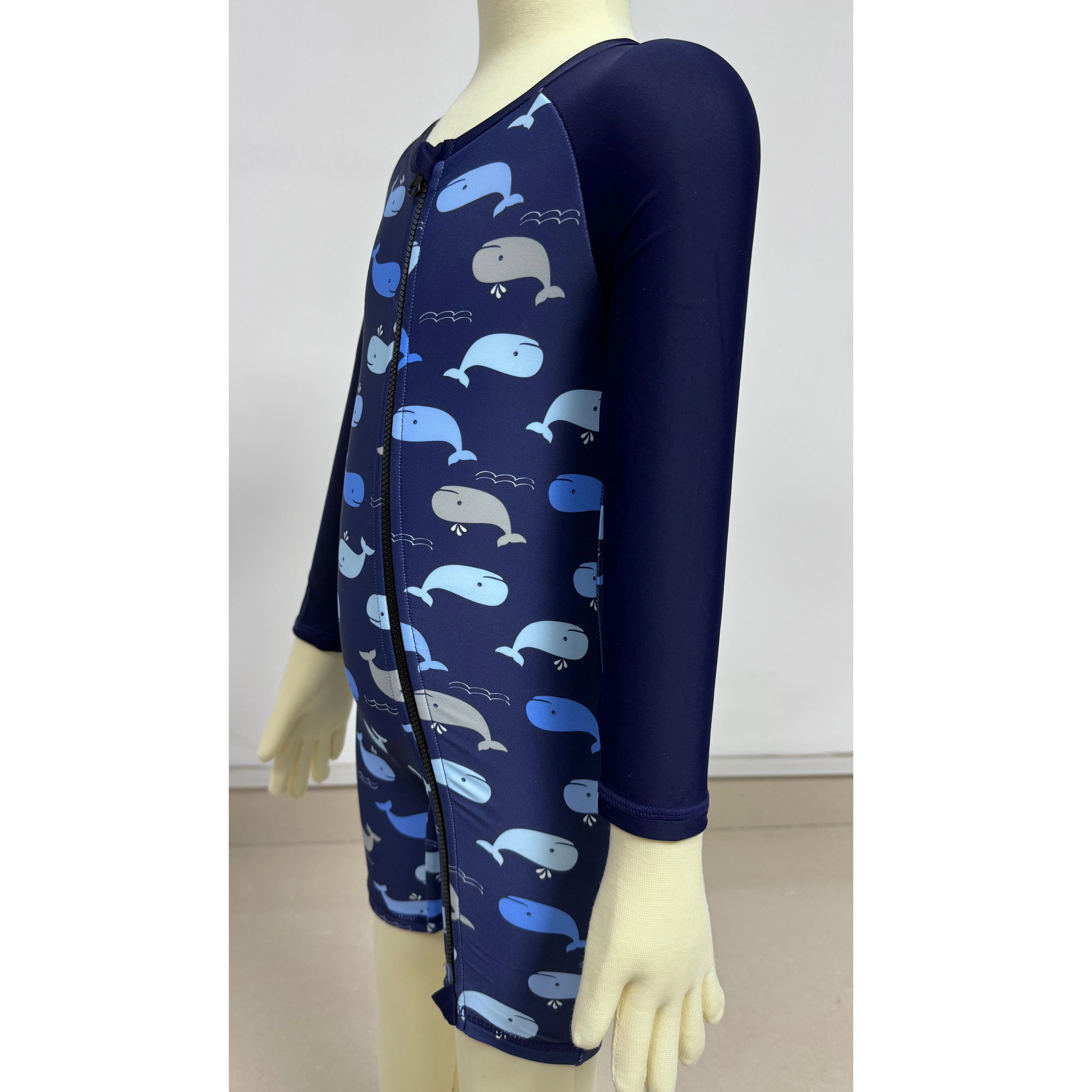  Maiô infantil Rashguard infantil aop manga comprida com zíper frontal personalizado disponível