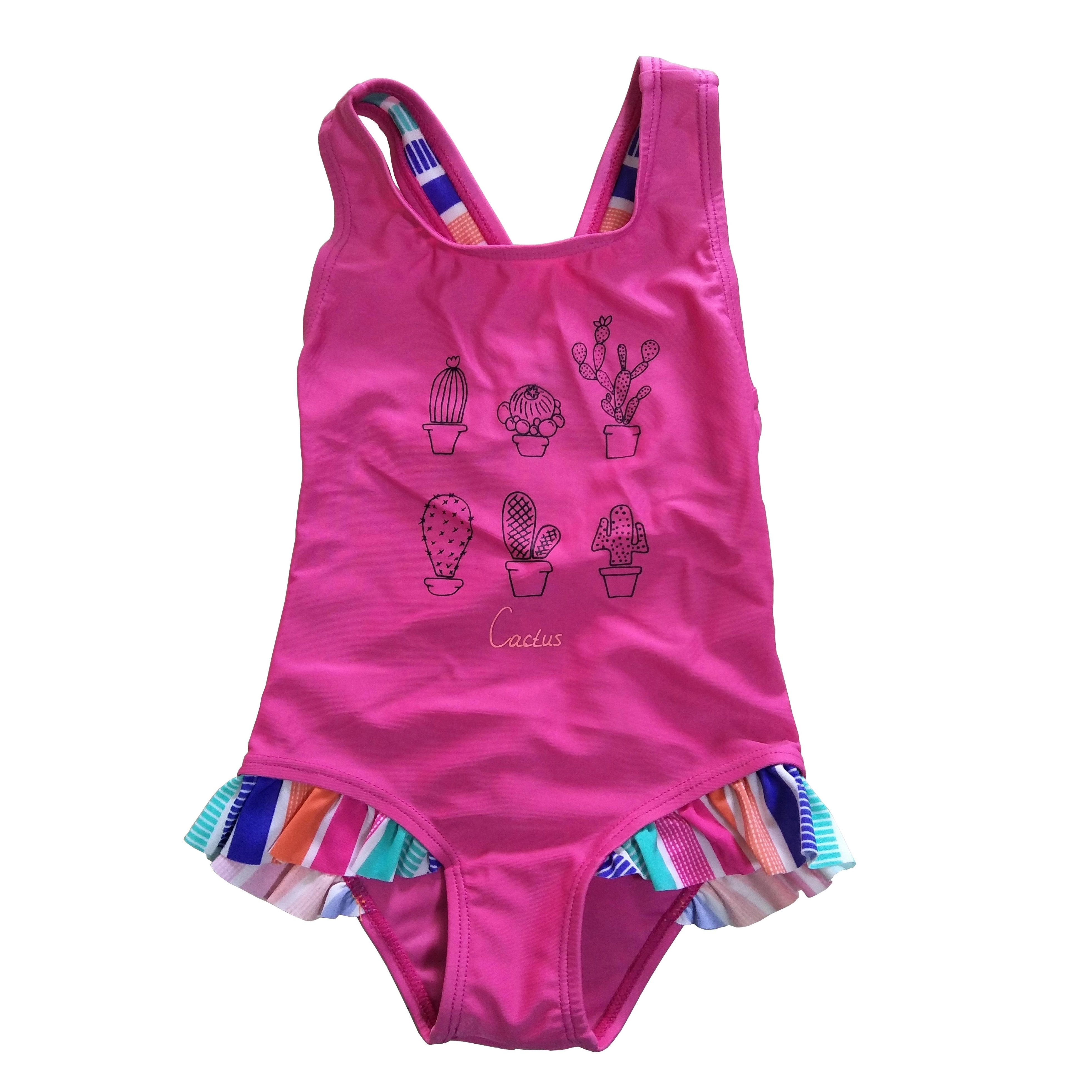 Maiô infantil para meninas, peça única com abertura nas pernas, babados, roupa de praia, roupa de banho, pedidos oem aceitos