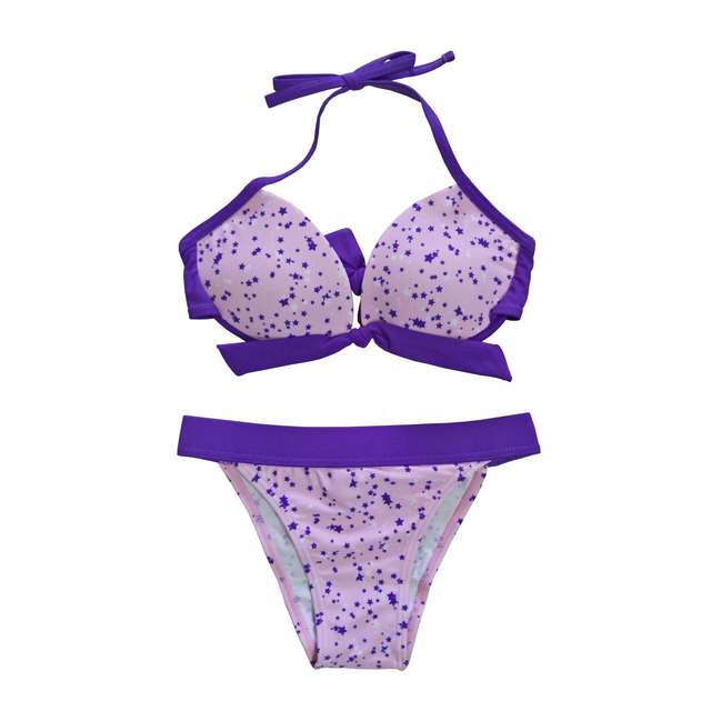 Biquíni para meninas, maiô de duas peças, roupa de banho infantil com copos, personalizado disponível, pedidos oem aceitos