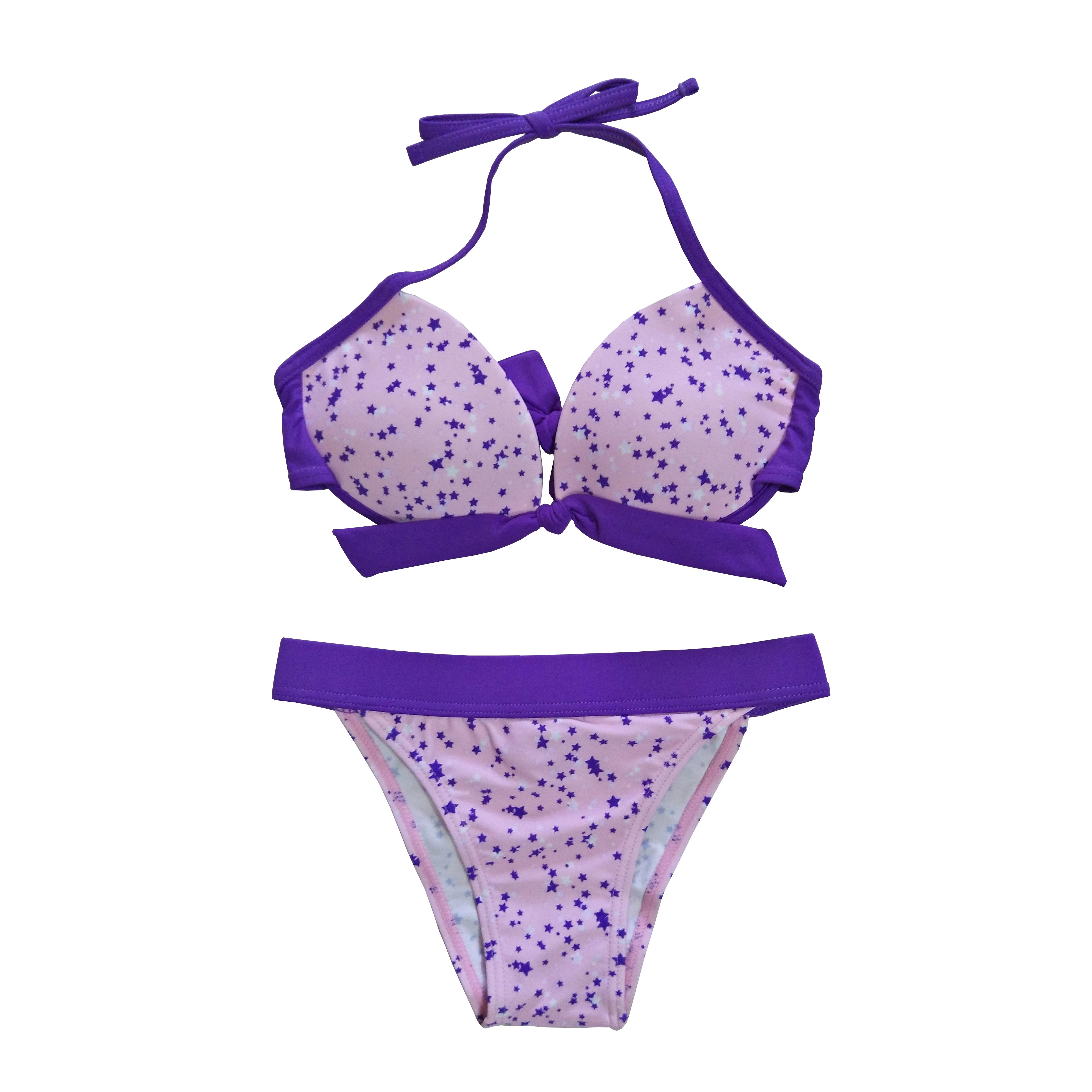 Biquíni para meninas, maiô de duas peças, roupa de banho infantil com copos, personalizado disponível, pedidos oem aceitos