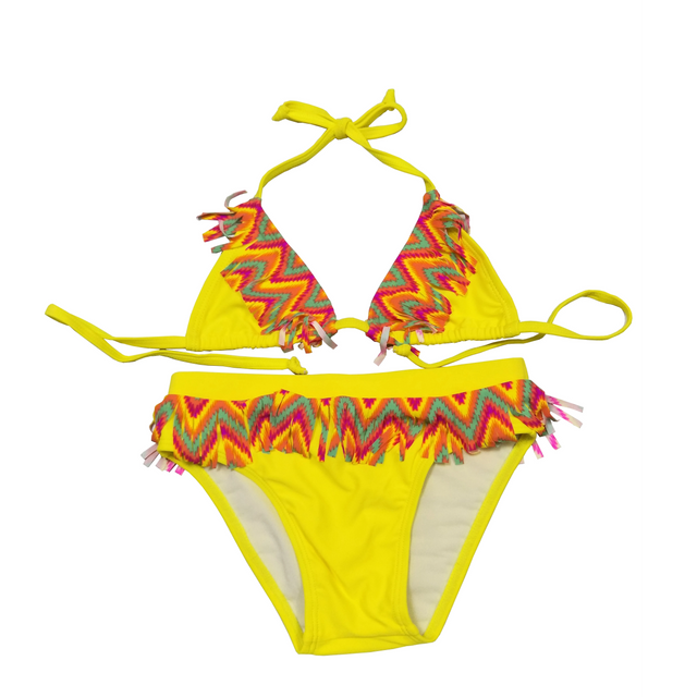 Biquíni para meninas, maiô de duas peças, roupa de banho infantil com babados, personalizado disponível, pedidos oem aceitos