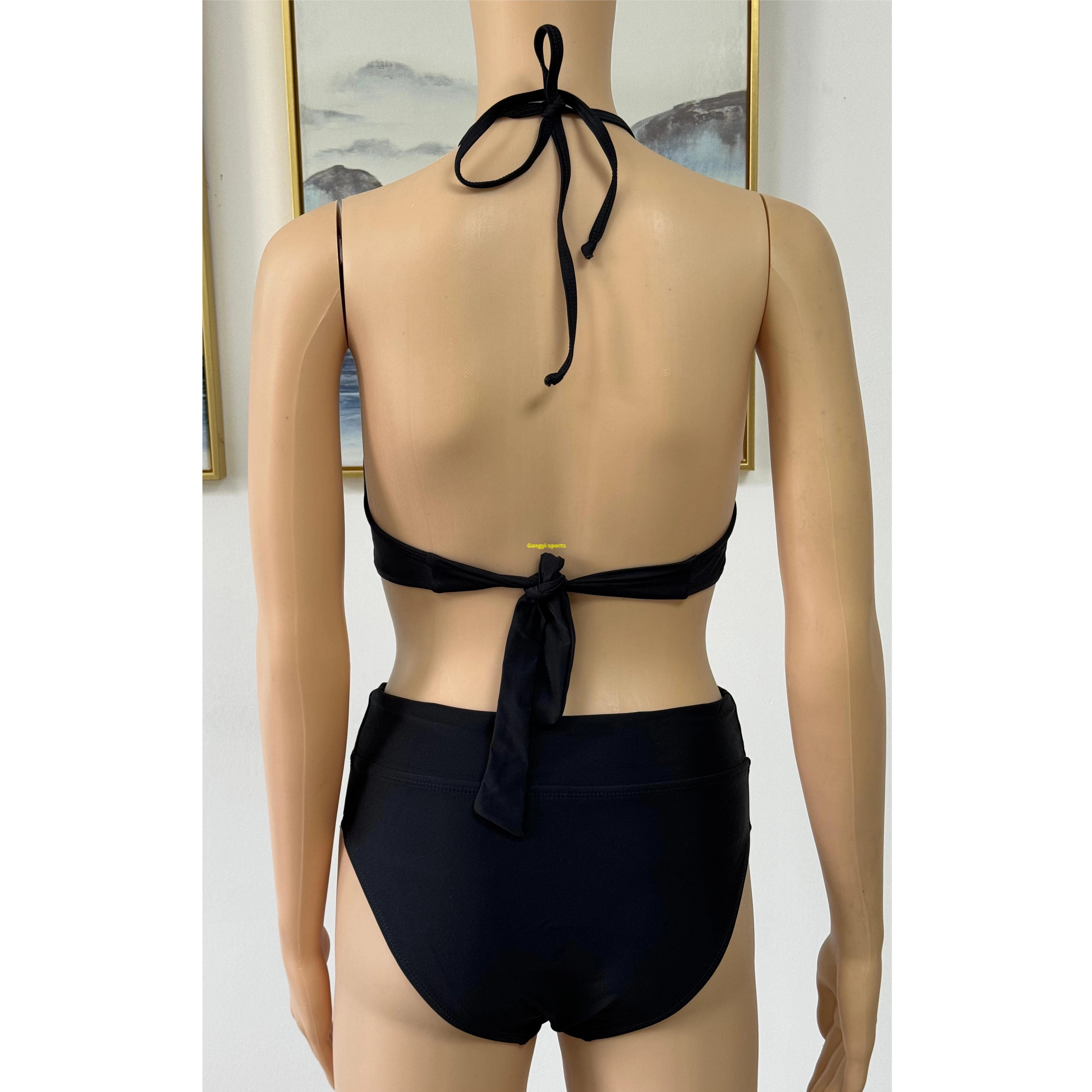 Biquíni feminino, maiô de duas peças, roupa de praia, malha, frente, sólido, pedidos oem aceitos