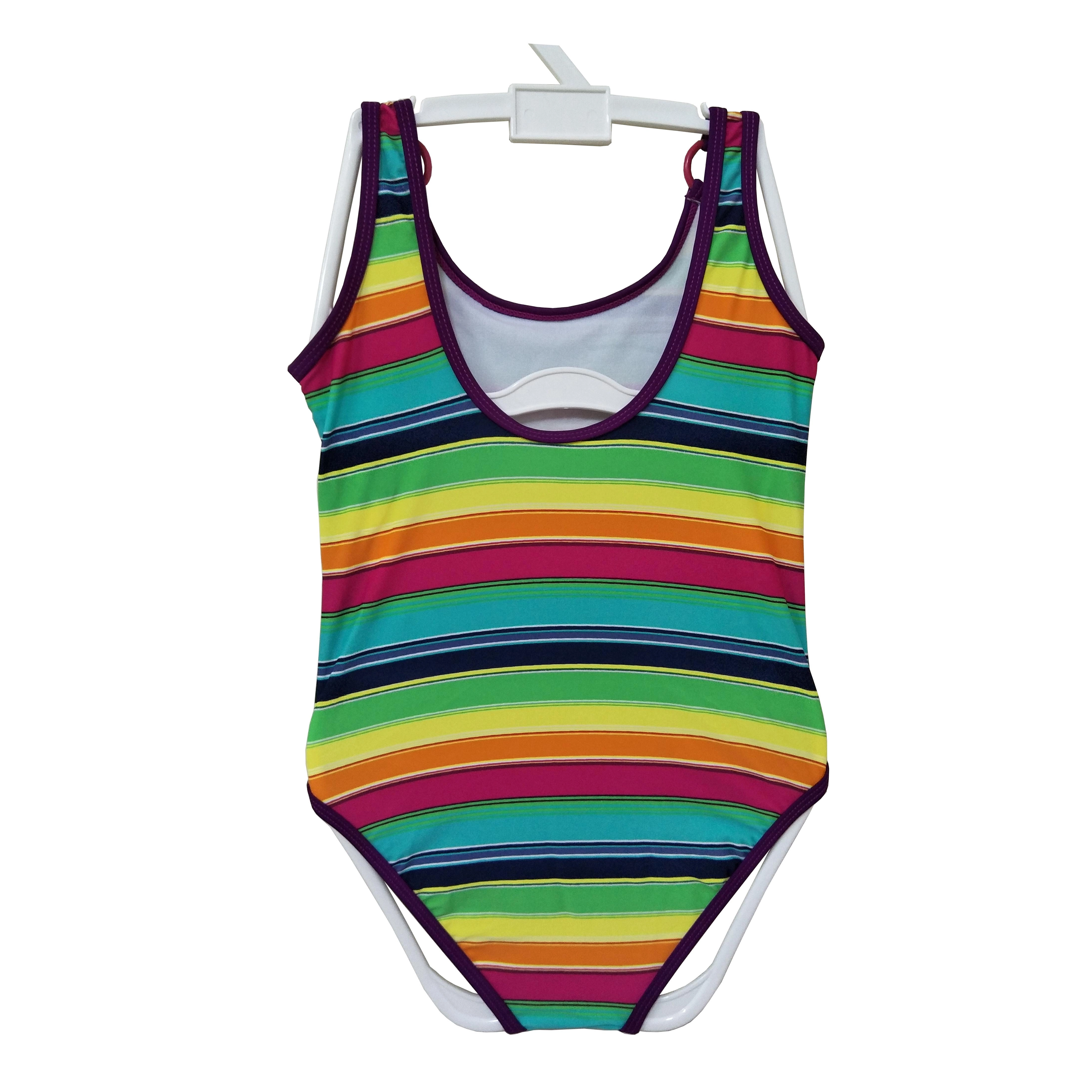 Maiô para meninas, roupa de banho infantil, peça única com estampa de listras, traje de banho para praia, pedidos oem aceitos