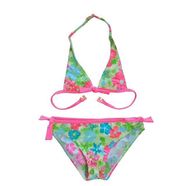 Biquíni para meninas, maiô de duas peças, roupa de banho infantil com top triangular personalizado disponível, pedidos oem aceitos