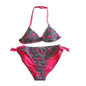 Biquíni para meninas, maiô de duas peças para meninas, roupa de banho infantil com AOP personalizado disponível, pedidos OEM aceitos