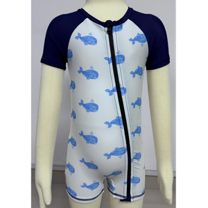  Maiô infantil Rashguard infantil aop com zíper frontal personalizado disponível