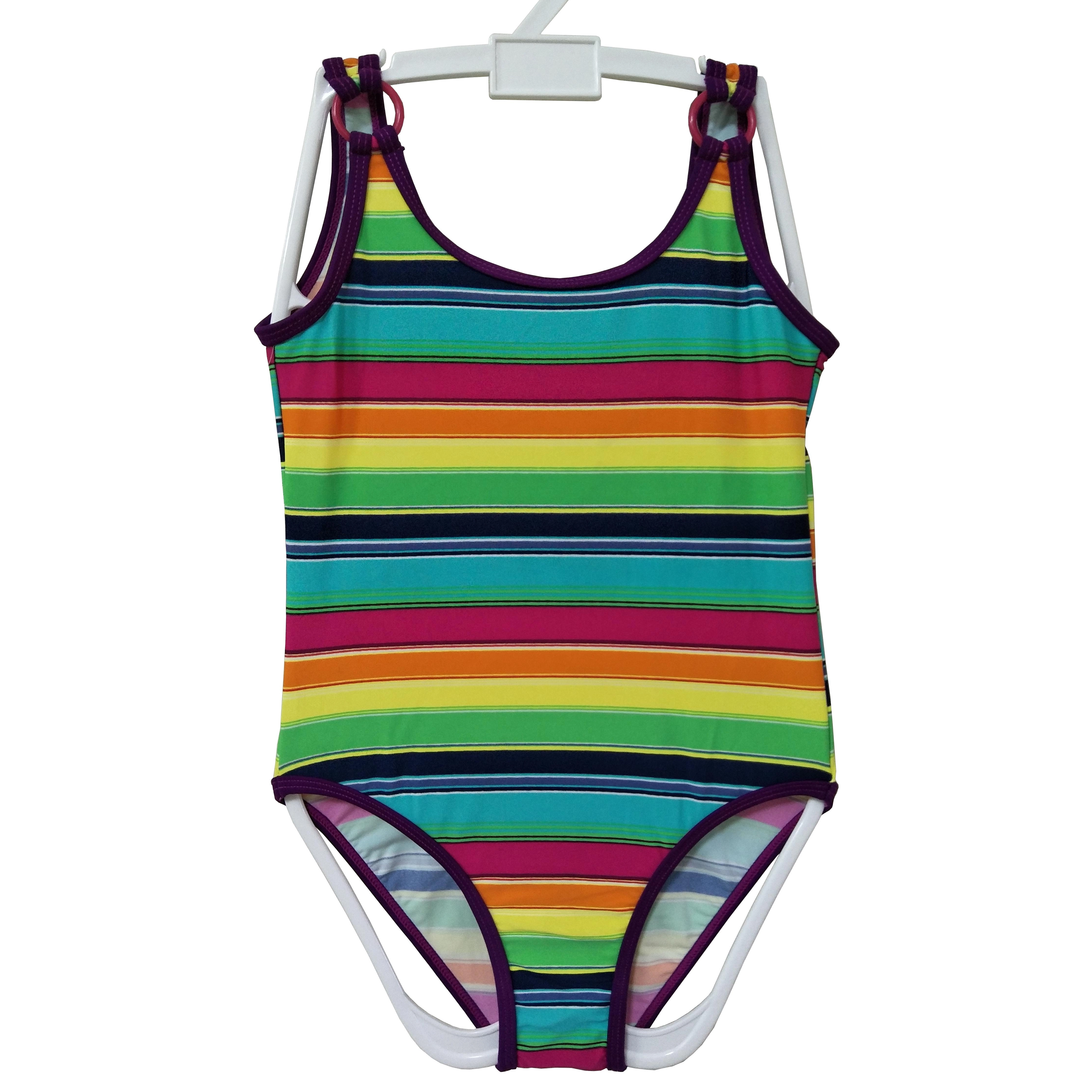 Maiô para meninas, roupa de banho infantil, peça única com estampa de listras, traje de banho para praia, pedidos oem aceitos