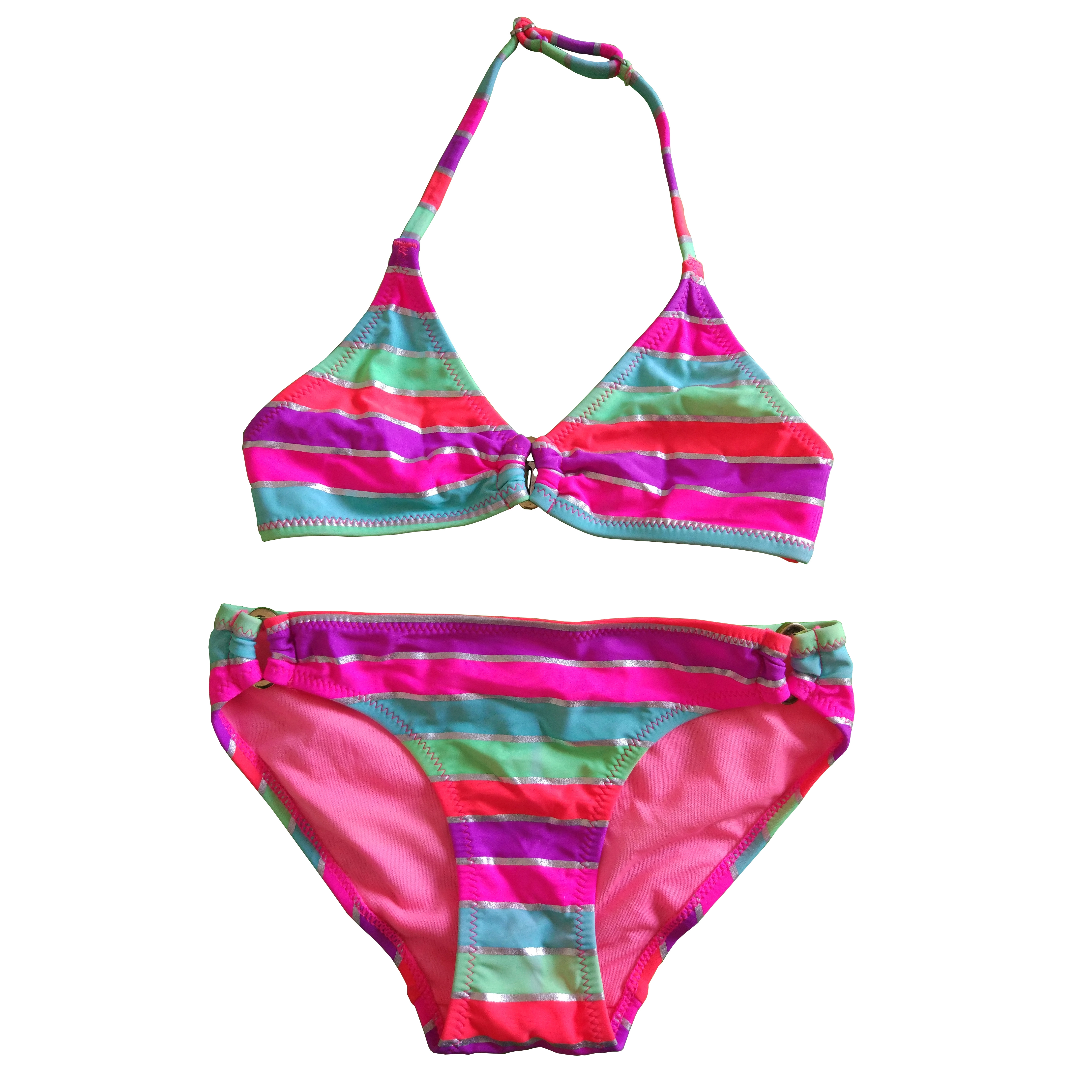 Biquíni de duas peças para meninas, roupa de banho para meninas, roupa de banho infantil, estampa completa com folha personalizada disponível, pedidos oem aceitos