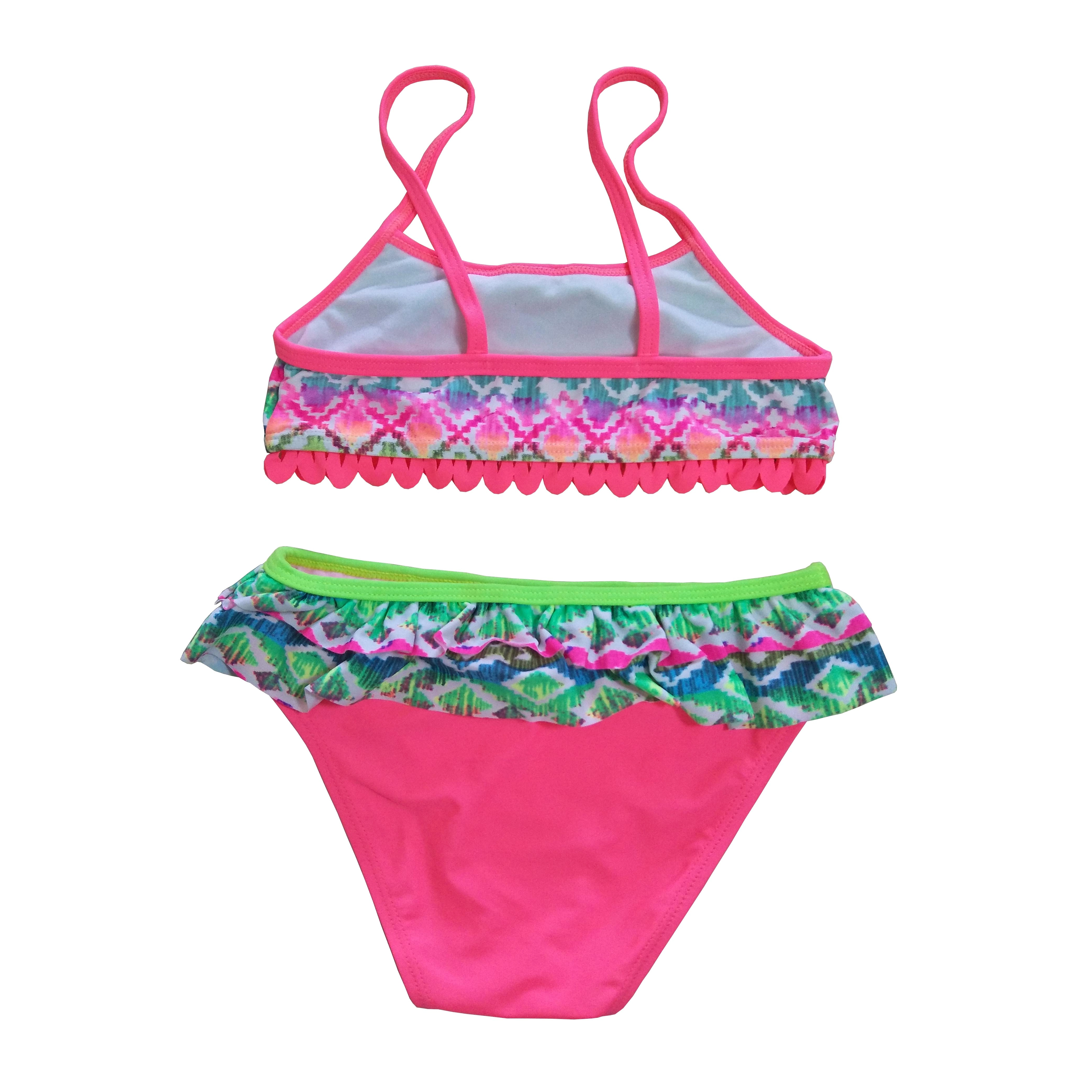 Meninas roupa de banho meninas maiô biquíni todo estampado com babados beach wear Pedidos OEM aceitos maiô personalizado