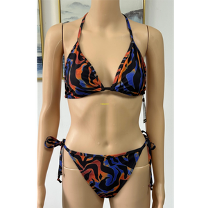 Maiô de biquíni feminino de duas peças, roupa de praia com pedidos OEM AOP aceitos
