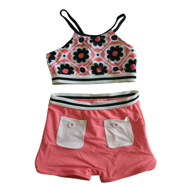 Biquíni para meninas, maiô de duas peças, roupa de banho infantil com tronco sólido, personalizado disponível, pedidos oem aceitos