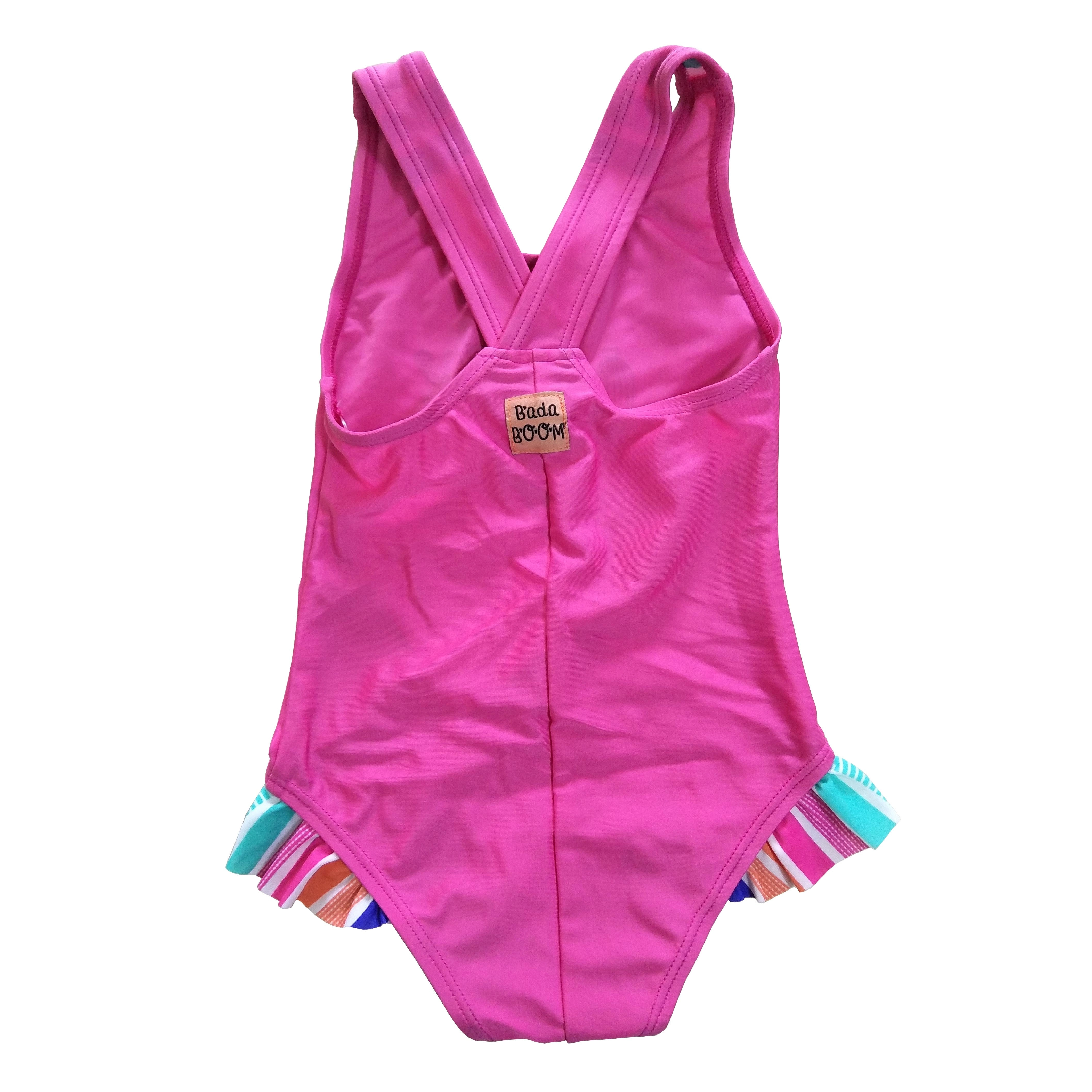 Maiô infantil para meninas, peça única com abertura nas pernas, babados, roupa de praia, roupa de banho, pedidos oem aceitos