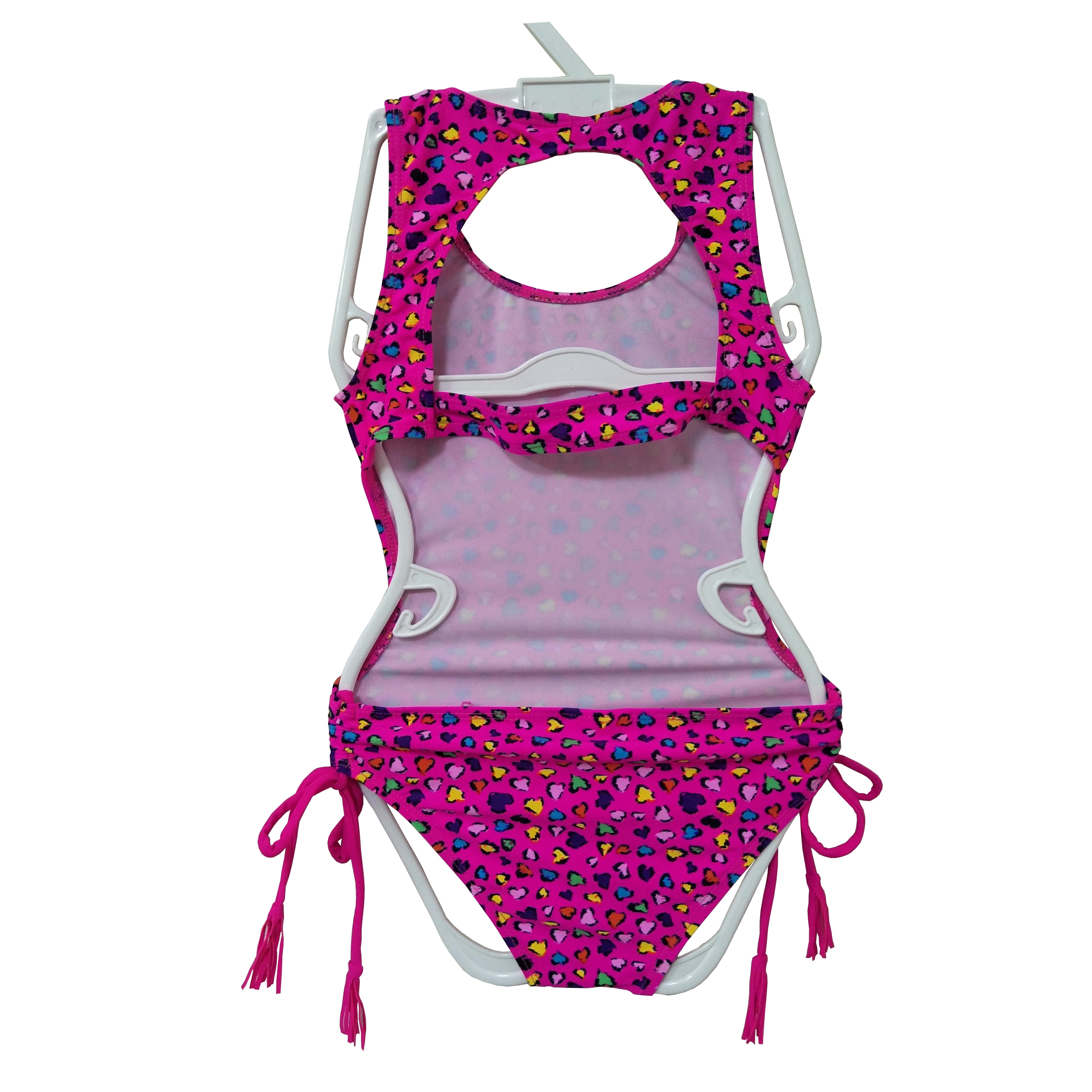 Maiô infantil para meninas com estampa completa com arcos de abertura. Pedidos OEM aceitos