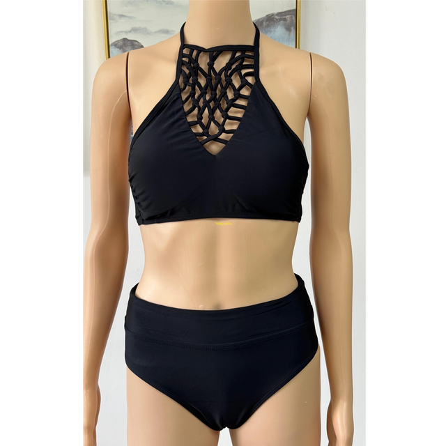 Biquíni feminino, maiô de duas peças, roupa de praia, malha, frente, sólido, pedidos oem aceitos