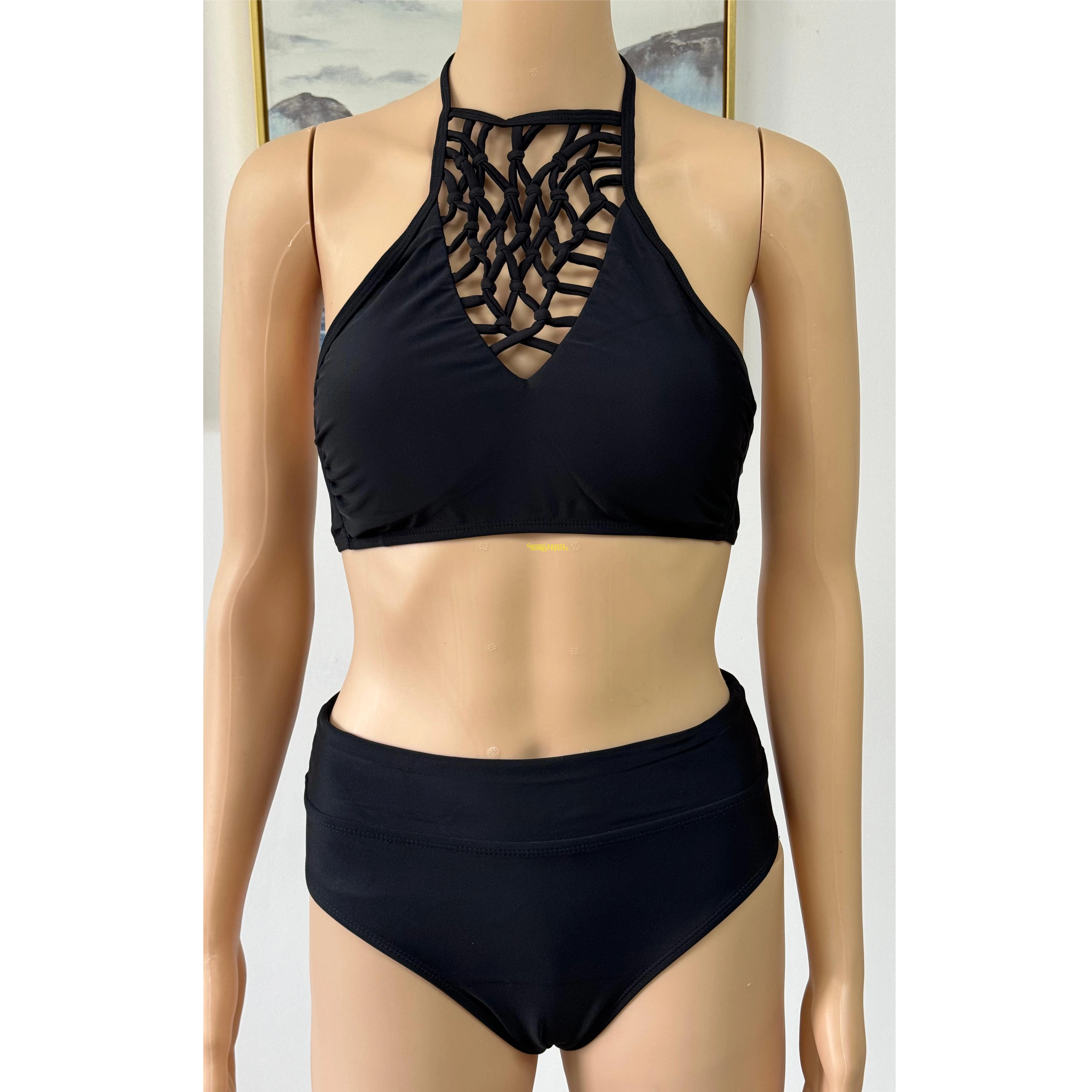 Biquíni feminino, maiô de duas peças, roupa de praia, malha, frente, sólido, pedidos oem aceitos