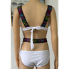Biquíni feminino, maiô de duas peças, roupa de praia, decote em V, pedidos OEM aceitos