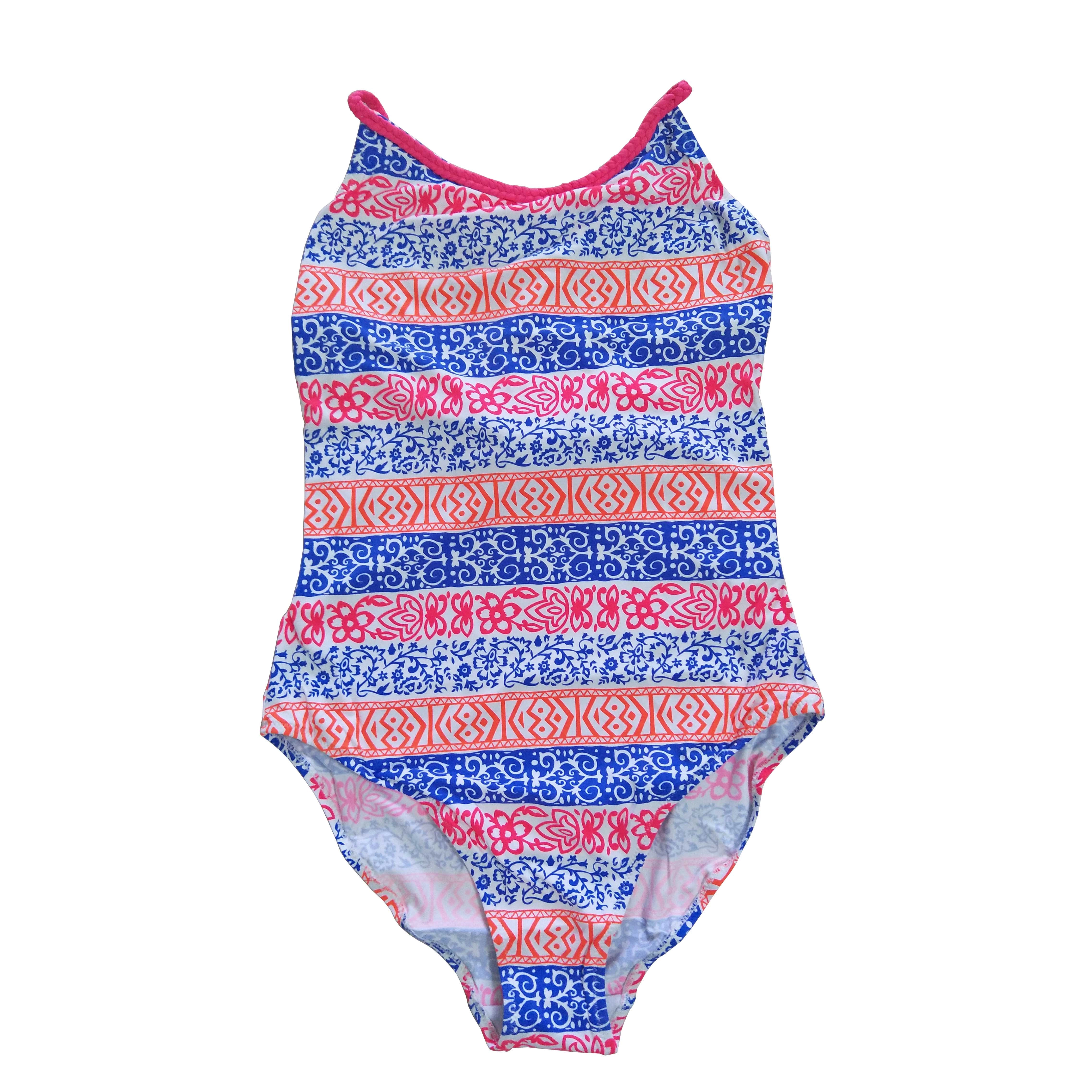 Maiô para meninas, roupa de banho infantil, peça única com AOP e alças trançadas, roupa de praia, roupa de banho, pedidos OEM aceitos