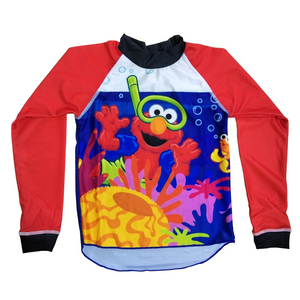 Rashguard infantil com estampa frontal de manga comprida, roupa de banho, roupa de banho, pedidos OEM aceitos