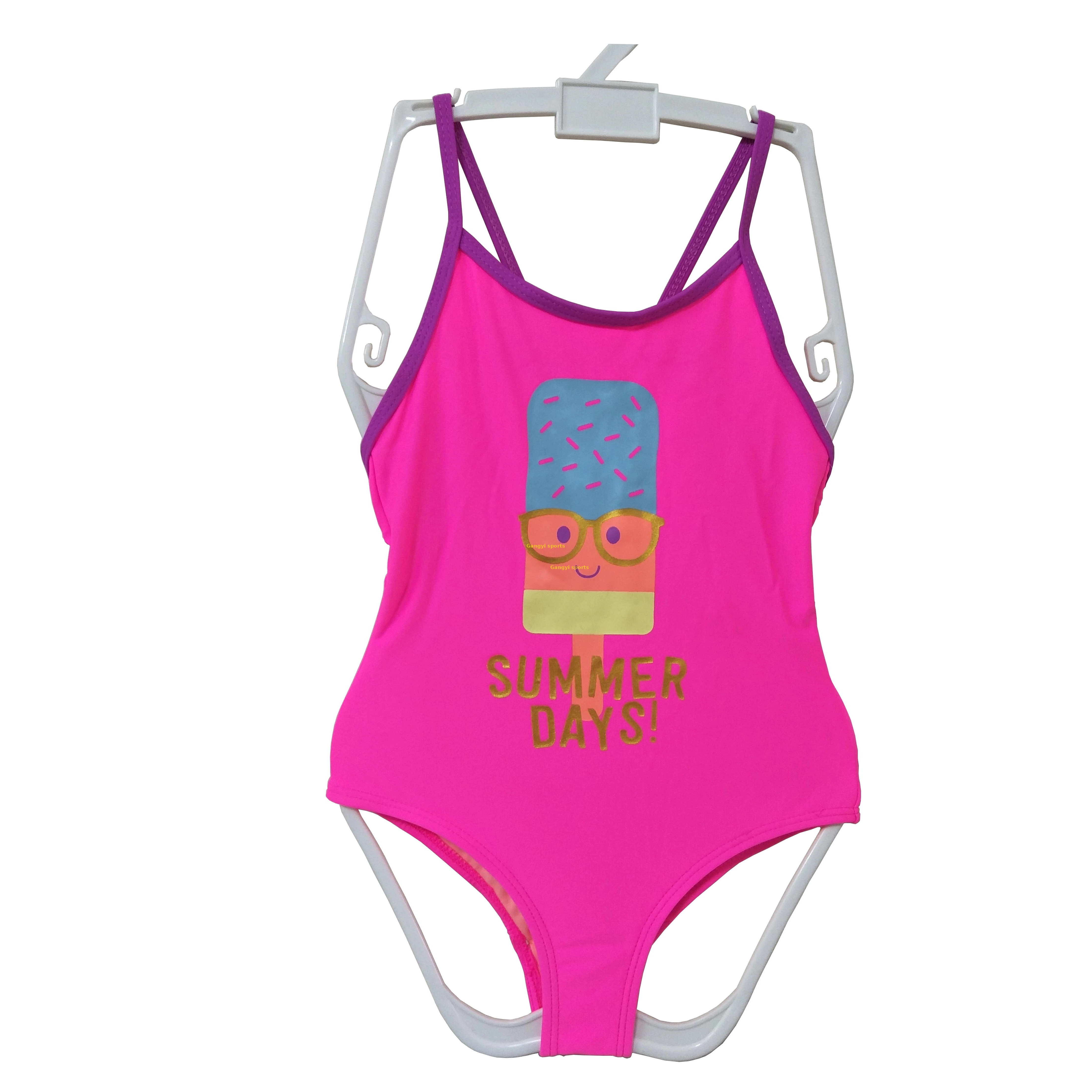 Maiô infantil para meninas, peça única com estampa frontal, roupa de praia, roupa molhada, pedidos oem aceitos