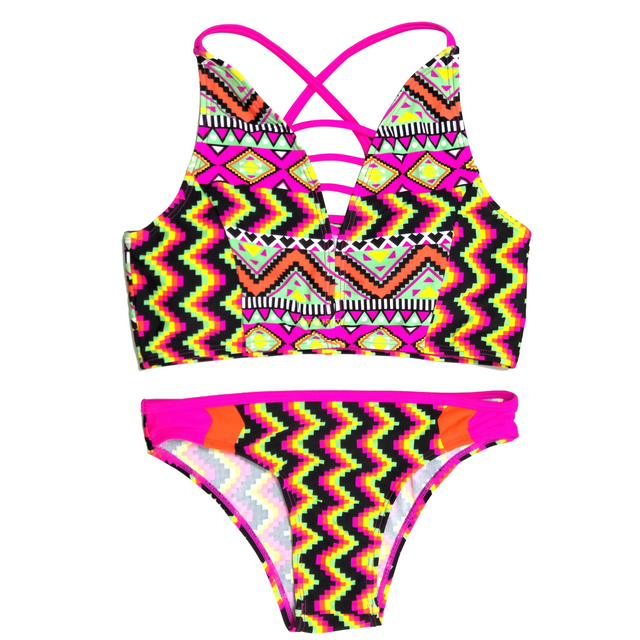 Biquíni para meninas, maiô de duas peças, roupa de banho infantil, top com cujps, estampa aop, roupa de praia, personalizado disponível, pedidos oem aceitos