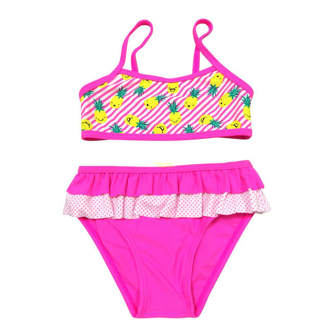 Biquíni para meninas, maiô de duas peças, roupa de banho infantil com top AOP personalizado disponível, pedidos OEM aceitos